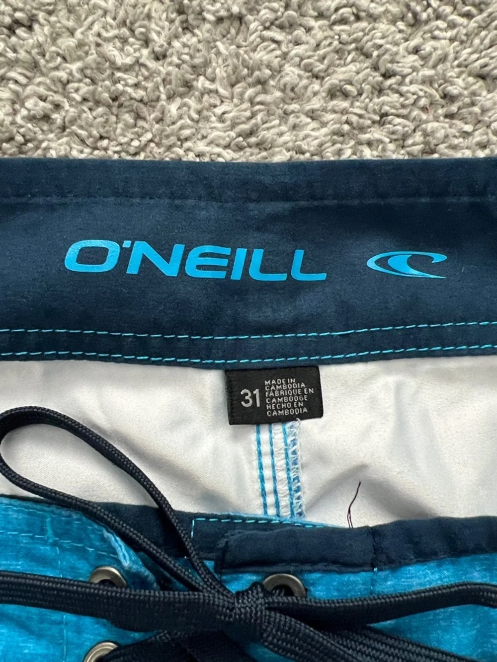 O’Neill Men's Lennox Blue & Orange Striped Boardshorts Swim Trunks - Size 31